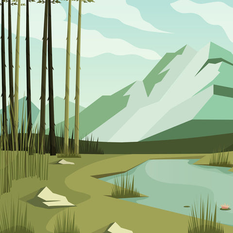 Calming meditation music with river and forest sounds.