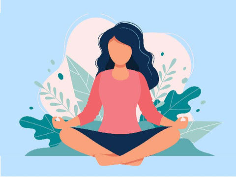 Meditating woman illustration.