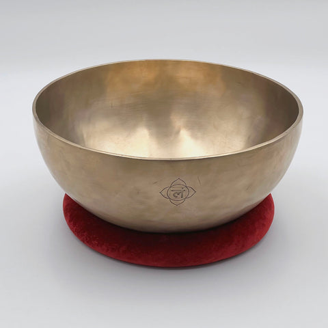 velvet ring cushion and root chakra bowl