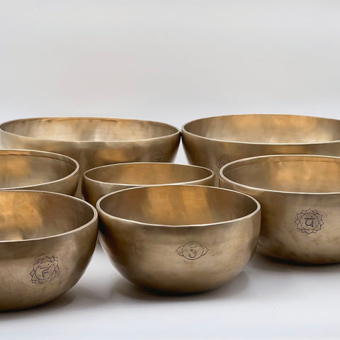 handmade and hand-hammered chakra singing bowl
