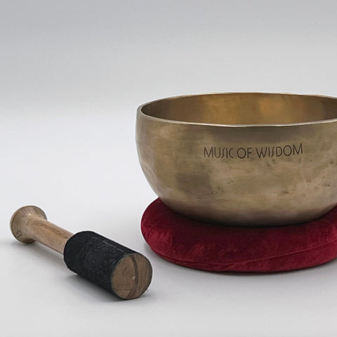 Music Of Wisdom handmade tibetan singing bowl with cushion and mallet